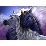 Must ja valge Unicorn Teemanttikandid Seinamaaling Kodukaunistus Teemantmaal Ristpistes 20X30CM