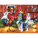 5D koerte teemantmaaling t&auml;is &uuml;mmargune kutsika taluaia teemanttikandid maastik ristpistes kivikivi 20X30CM