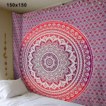 Joogavarustus Mandala Bohemian Yoga Mat Rannar&auml;tik Sall tekk India seina rippuv vaip 150x150cm lilla