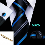 Barry.Wang Sinine lips siidist meeste pidulik kaelalips Hanky ​​mansetin&ouml;&ouml;bid kuldse lipsuga Barry.Wang N-5325