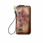 Johnature ehtsast nahast naiste rahakotid retro stiilis k&auml;sitsi valmistatud pika t&otilde;mblukuga rahakoti kaardihoidja veisenahast telefonikott sinine