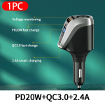 Autolaadija Kolm USB-porti Quick Charge QC3.0 Ports Adapter PC 20W 66W Autotelefoni laadimine style two