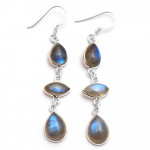 Labradoriit, Kuukivi H&otilde;bedane K&otilde;rvar&otilde;ngas, H&otilde;bedane Amulett Ehted, Ripatsk&otilde;rvar&otilde;ngas, 925 Sterlingh&otilde;be K&auml;sitsi valmistatud Ehted sinine