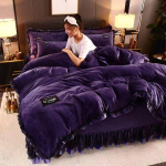 Neljaosaline talvine voodipesukomplekt Kvaliteetne paksendatud flanell queen 4pcs