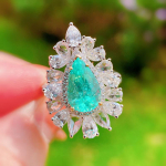 Bella Box kuupmeetrist tsirkooniumoksiidist pruudi pulmatseremoonia peotseremoonia s&otilde;rmes&otilde;rmus pimestav &otilde;rn veekuju roheline naiste s&otilde;rmused moeehted Adjustable Opening