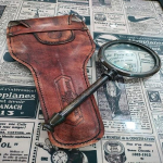 Vintage antiikne Henry Londoni nahast &uuml;mbris, messingist merev&auml;rk