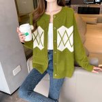 Naiste sviiter 2022 naiste kardigan kevad- ja s&uuml;gisene avara kootud pealismantliga Korea pikkade varrukatega v&otilde;i kaelusega kampsunitopid One Size roheline