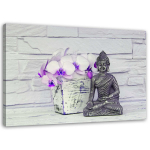 L&otilde;uendiprint Buddha ja lilled 60x40 hall v&auml;rv