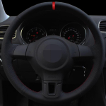Isetehtud kunstnahast must roolikatse Volkswagen Golf 6 Mk6 VW Polo MK5 2010-2013 jaoks Kulumiskindel White Thread black