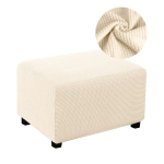 2 suurust jalatooli kate Jacquard kangast jalatoe kate Paindlik m&ouml;&ouml;blikaitse Eemaldatav Ottomani kate koju XL Size kreemikas