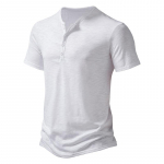 Meeste tavaline l&uuml;hikeste varrukatega Henley T-s&auml;rk suvine vabaaja pullover, avara &uuml;laosaga pluus S valge