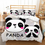 3D Panda prinditud padjap&uuml;&uuml;r ja tekikate majapidamises kasutatavate voodipesukomplekt Magamistoa Mugav voodipesu UK Single 135x200cm