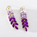 Pinkdudu Mood Purpur Rhinestone Leaf Tutt K&otilde;rvar&otilde;ngad Romantiline Luksuslik Taim Rippuv K&otilde;rvar&otilde;ngas Naiste Ehted PD1231 lilla