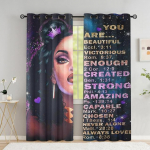 Ameerika aafrika naise kardinad musta t&uuml;druku Afro daami kardinad elutoa sisekujunduseks Paks kardin k&otilde;rge varjutus (70&ndash;90 %)2 paneeli W53.5 X H114cm X 2