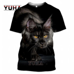 3D Print Animal Maine Coon pikakarvaline kass Meeste T-s&auml;rgid Harajuku vabaaja suures suuruses t&auml;navar&otilde;ivad Naiste meeste T-s&auml;rgid - T-s&auml;rgid XXXL