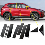 Mazda CX-5 2013-2016 Carbon Fiber Look jaoks auto ukse trimmi samba postid kattekomplektid kleebised akna kaunistus