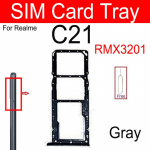 SIM-kaardi salv Realme C20 C20A C21 C25 C21Y C25Y C25S jaoks kahe SIM-kaardi pesa salve hoidiku adapteri varuosad For Realme C21-Gray