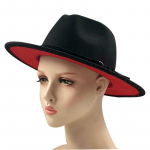 Must punane lapiline villane vildist jazz Fedora m&uuml;tsid rihma pandla dekoor Naiste Unisex laia &auml;&auml;rega Panama Trilby kauboi m&uuml;ts 600cm 56to58cm