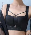 Suure suurusega naiste minimeerija rinnahoidja Full Cup pesu juhtmevaba rinnahoidja reguleerimisega Seksikas eesmine risti aluspesu kokkupandud Push Up Bralette 120E must