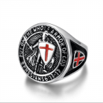 Meeste titaanist terasest kullatud s&otilde;rmus Vintage Templar Punase Risti kilps&otilde;rmus 13