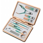 Manik&uuml;&uuml;ri komplekt 10 &uuml;hes roostevabast terasest gradiendiga professionaalne pedik&uuml;&uuml;rikomplekt, k&uuml;&uuml;nek&auml;&auml;ride hoolduskomplekt reisikohvriga 10pcs/set