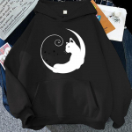 New Moon Cat Printing kapuutsid Unisex Harajuku Hip Hop Streetwear vabaaja kampsun Unisexile ja naistele(Tarne 48 tunniga) 2XL