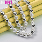 925 h&otilde;bedane 8 mm helmestega pallikett matt sileda kaelakee ehted 45cm