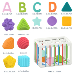 Montessori m&auml;nguasjad, imiku kuju sorteerija m&auml;nguasjad elastsete ribadega sensoorse kujuga ehitusplokid, peen motoorne oskus, beebim&auml;nguasjad vanuses 18 kuud, poiste ja t&uuml;drukute kingitused 18x12x12.5cm