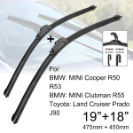 Auto esiklaasipuhasti harjad 19 + 18 J konks U-t&uuml;&uuml;pi universaal BMW MINI Cooper R50 R53 R55 ja Toyota Land Cruiser Prado J90 jaoks
