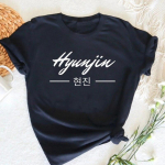 SKZ Hyunjin Bias T-s&auml;rk Korea suvine puuvillane l&uuml;hikeste varrukatega T-s&auml;rk Prindiga Naine Naljakad T-s&auml;rgid Kpop Riided Unisex T&auml;navar&otilde;ivad Unisex L