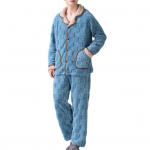 2 tk/komplekt Meeste Talvine puhkeriided Paks Plush Soe Mugav &Uuml;herealine rev&auml;&auml;riga Pikkade Varrukatega Mantel Elastne V&ouml;&ouml;taskud Korallfliisist P&uuml;kste Komplekt Pidžaama 2XL sinine