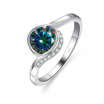 Bague Ringen S925 Pure Inkrusteeritud 1 kat D v&auml;rvi Moissanite ringtee kotid seeria naiste lihtne suletud s&otilde;rmus 1ct（No.6） must