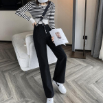 2024. aasta uued teksap&uuml;ksid naiste teksad retrop&uuml;ksid, mood naiste k&otilde;rge v&ouml;&ouml;kohaga vabad vabaaja laia s&auml;&auml;rega p&uuml;ksid, sirged p&uuml;ksid S must