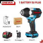 ONEVAN P&ouml;&ouml;rdemoment Harjadeta Elektriline L&ouml;&ouml;kmutrikeeraja 1/2 tolli Kruvikeeraja Juhtmeta Mutrikeeraja Elektrit&ouml;&ouml;riistad Makita 18V Akule 1 Battery Set