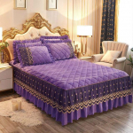 Luksuslik talvine kiire, soe sametvoodi seelik &uuml;lipehme paks flanellist tepitud voodikate libisemisvastane voodikate, ei kuulu komplekti 1pc 160x200x45cm lilla
