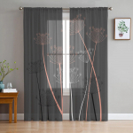 Roosa v&auml;rvi siluet Dandelion l&auml;bipaistvad kardinad elutuppa Magamistoa t&uuml;llkardin k&ouml;&ouml;gi jaoks Voile kardinad ruloopaneelid 135W x 114H(cm)