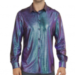 Meeste Performance S&auml;rk L&auml;ikiva pinnaga Keeratava kraega &Uuml;herealine pikkade varrukatega n&ouml;&ouml;bid Satiin Klubi Party Disco Stage Show s&auml;rk L