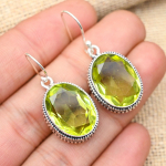 Suurep&auml;rased sidrunitopaasi v&auml;&auml;riskivist k&auml;sitsi valmistatud 925 sterlingh&otilde;bedast ehek&otilde;rvar&otilde;ngad armastuse jaoks 1.60 Inches