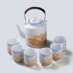 Hiina antiikstiilis teekomplekt 1100ml/27.20oz teekann ja 6tk teetassid Sinist ja valget portselanist joogikomplekt Kodusisustus Kingitused ruumikujundus Blue And White-dragon