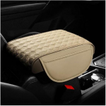 Car Center Console Cover, 12.6"&times;8.7" Waterproof Leather Auto Armrest Box Protector Elbow Pillow with Storage Pocket, Comfortable Memory Foam beež