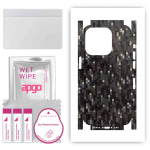 apgo Protective Skin Sticker for the back+sides compatible with Apple iPhone 14 Pro, Full Wrap Film, Foil, Vinyl - Pattern Carbon Black Pixel