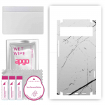 apgo Protective Skin Sticker for the back+sides compatible with Google Pixel 6, Full Wrap Film, Foil, Vinyl - Pattern White Marble