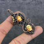 Natural Mosaic Jasper Gemstone Copper Wire Wrap Gift Jewelry Pendant 2.68 s3q16