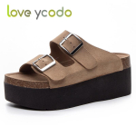 Armasta Ycodo kaubam&auml;rgi naiste suviseid nahast vabaaja platvormsandaale, mugavaid sandaale t&uuml;drukutele ja &uuml;li&otilde;pilastele 33 helepruun v&auml;rv