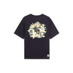 Li-Ning Sports Trend Series Lilleprinteriga avara &uuml;mara kaelusega l&uuml;hikeste varrukatega T-s&auml;rk Unisex topsid, must AHSS755-3 L