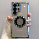 Luksuslik pinnakattega magnetiline juhtmevaba laadimis&uuml;mbris Samsung S24 Ultra S23 FE S22 Plus jaoks l&auml;bipaistev p&otilde;rutuskindel kaamera kaitse, pehme kate For S22 Ultra
