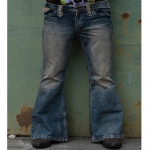 Punk stiilis meeste laienevad kotid teksap&uuml;ksid bootcut s&auml;&auml;rega kulunud plaasterdatud denimip&uuml;ksid disaineri kellukap&uuml;ksid XXXXL sinine
