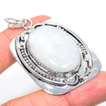 Natural Rainbow Moonstone Gemstone Handmade 925 Silver Pendant 2.44 m4j71