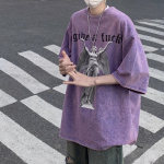 100% puuvilla happega pestud vintage l&uuml;hikeste varrukatega T-s&auml;rk ees tr&uuml;kitud t&auml;navar&otilde;ivad HipHop Harajuku suuremahulised T-s&auml;rgid S roosa