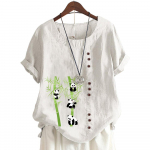 Moodne naiste l&uuml;hikeste varrukatega puuvillane topp 11 v&auml;rvilise lillekujundusega S valge